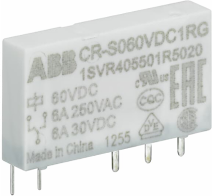CR-S Pluggable Relay 1 c/o, 48 V DC, 6A/250VAC, 6.2 mm Wide