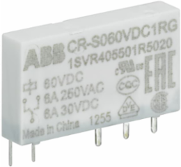 CR-S Pluggable Relay 1 c/o, 48 V DC, 6A/250VAC, 6.2 mm Wide