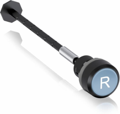 RESET BUT,W/SHAFT,BLU,FLUSH,R
