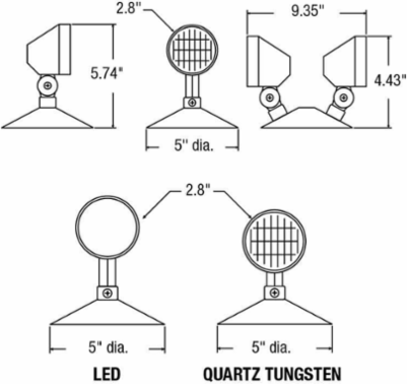 HEAD PAR18 6V TO 12V LED 3W C/W CANOPY