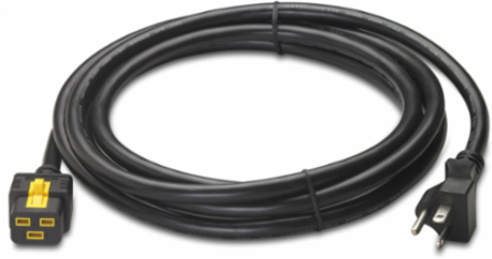 Locking Power Cord, IEC C19 to NEMA 5-20P, 3.00m Length, 120V, 1.57 lb