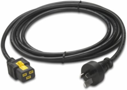 Locking C19 Power Cord to Australia Plug, 3.0m, 240V Output, Black