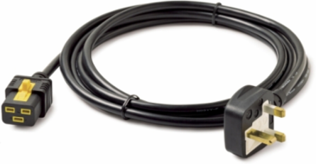 Locking C19 to BS1363A Power Cord, 3.0m, 240V, Black, RoHS Compliant