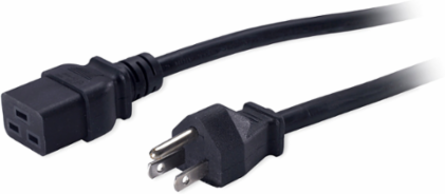 Power Cord C19 to NEMA 5-15P, 8.2 ft Length, UL Listed
