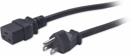 Power Cord C19 to NEMA 5-15P, 8.2 ft Length, UL Listed