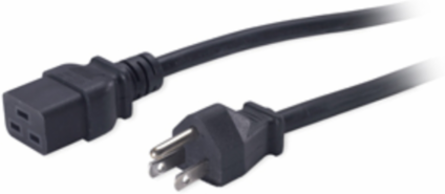 Power Cord C19 to NEMA 5-15P, 8.2 ft Length, UL Listed