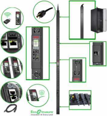 NetShelter Rack PDU, Switched, 0U, 5.0kW, 208V, 30A, (21) C13/C15, (3) C19/C21
