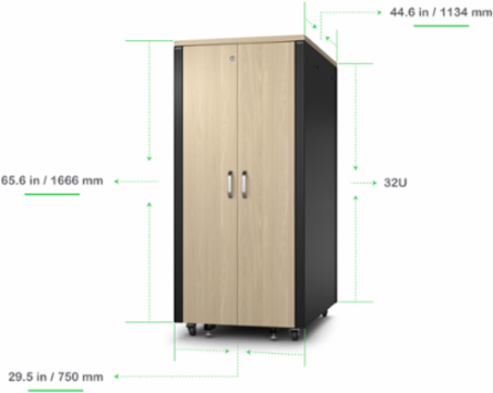 NetShelter Soundproof 32U Server Rack Enclosure 476.20 lb 120V Maple