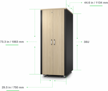NetShelter Soundproof Server Rack Enclosure, 38U, 19 Inch Width, 44.50 Inch Depth, TAA Compliant