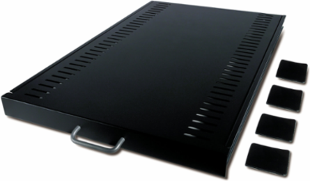 Sliding Shelf 1U 100lbs Capacity Black, 17.52 Inch Width, 28.39 Inch Depth