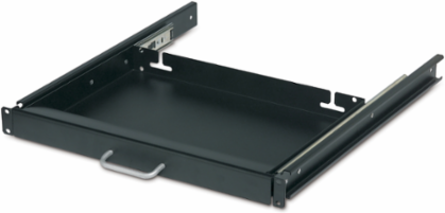 17 Inch Keyboard Drawer Black, 1U Rackmount, 10.05 lb Weight, Adjustable Depth