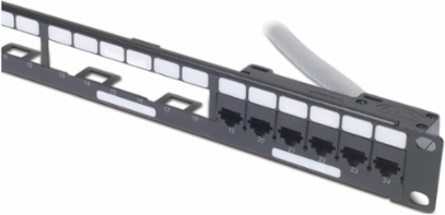 1U Data Distribution Panel, Holds 4 Cables for 24 Ports, 1.73 Inch Width, 1U Height