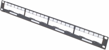 1U Data Distribution Panel, Holds 4 Cables for 24 Ports, 1.73 Inch Width, 1U Height