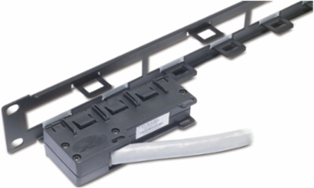1U Data Distribution Panel, Holds 4 Cables for 24 Ports, 1.73 Inch Width, 1U Height