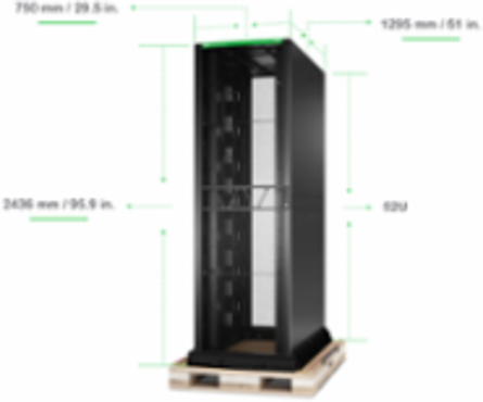 APC NetShelter SX Advanced Rack, High Strength, 52U, 2436H x 750W x 1295D mm, with Shock Package, Black [TAA]
