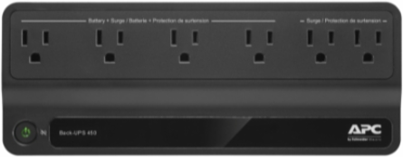 Back-UPS 450VA 120V with 6 NEMA Outlets, Standby Topology, 180 Joules Surge Rating
