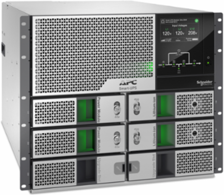 APC Smart-UPS Modular Ultra, On-Line, 10kW scalable to 20kW N+1, Lithium-ion, Rackmount 9U, 208/240V, Network Management, Extended runtime, W/rail kit