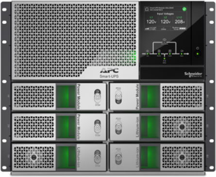 APC Smart-UPS Modular Ultra, On-Line, 15kW scalable to 20kW N+1, Lithium-ion, Rackmount 9U, 208/240V, Network Management, Extended runtime, W/rail kit