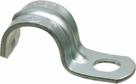 Heavy-Duty 1-Hole EMT Strap 1/2 Inch Plated Steel, Silver