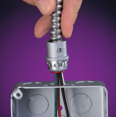 SNAP2IT 1/2 Inch Zinc Die-Cast Knockout MC Cable Connector with Insulated Throat