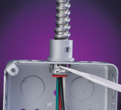 SNAP2IT 1/2 Inch Zinc Die-Cast Knockout MC Cable Connector with Insulated Throat