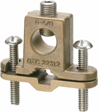 Solid Bronze Ground Clamp, 3/8" to 1" Pipe Size, Wire Size #8 to 4/0