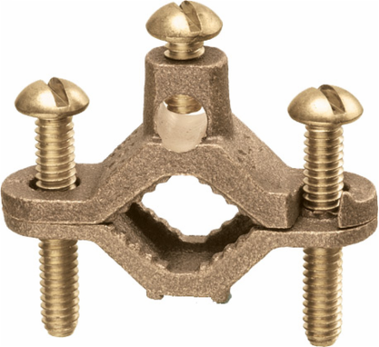 Solid Brass Ground Clamp, Pipe Size 1/2" to 1", Wire Range #10 to #2