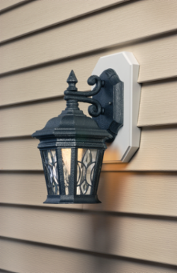 Siding Mounting Kit with Built-in Electrical Box, 6.8 Cubic Inch, UV-Rated Plastic