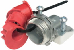 For steel and aluminum cable, Zinc die-cast MC feeder cable connector with a steel strap. Including an end stop that comes with additional end stop bushings for a wider range of cables. Secures into a 2-1/2" knockout with a steel locknut. Concrete tight when taped.