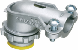 Zinc die-cast, 90 degree 2 screw flex connector for aluminum and steel Flex. Secures into a 1" Knockout with a diecast locknut. Accommodates cable range 1.330 to 1.57. Insulated throat.