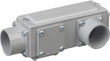 Non-Metallic. five conduit bodies in one. Ships as an LB but converts to a T, LL, LR, or C. Trade Size 1"