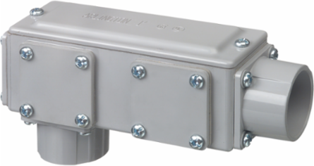 Non-Metallic. five conduit bodies in one. Ships as an LB but converts to a T, LL, LR, or C. Trade Size 1"