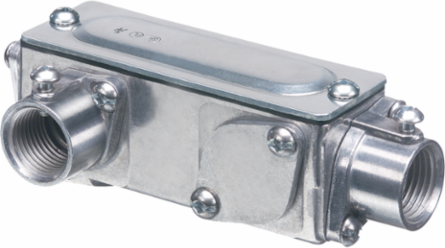 Copper free aluminum die-cast. five conduit bodies in one. Ships as an LB but converts to a T, LL, LR, or C. Combination threaded IMC or Rigid and set screw EMT. Trade Size 2"