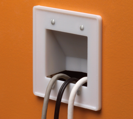 Reversible Non-Metallic Cable Entrance Plate 2-Gang 4.562 Inch White