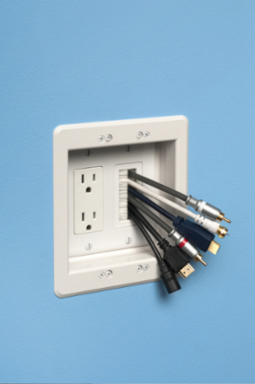Cable Entry Device, Brush-Style Cover, 1 Gang, White Non-Metallic