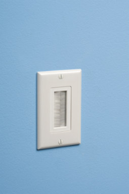 Cable Entry Device, Brush-Style Cover, 1 Gang, White Non-Metallic