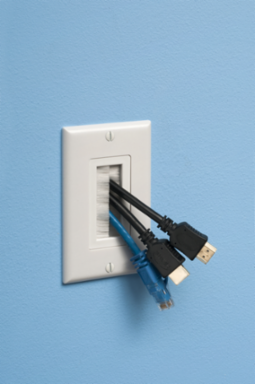 Cable Entry Device, Brush-Style Cover, 1 Gang, White Non-Metallic