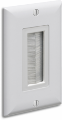 Cable Entry Device, White Non-Metallic, 1-Gang, Brush Cover, 2.734 Inch Width, 4.490 Inch Height