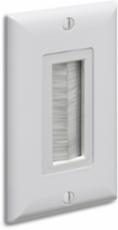 Cable Entry Device, White Non-Metallic, 1-Gang, Brush Cover, 2.734 Inch Width, 4.490 Inch Height