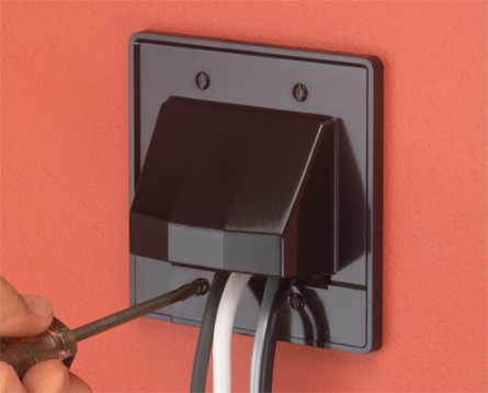 Reversible Non-Metallic Cable Entrance Plate, 2-Gang, Black, 4.625 Inch Height