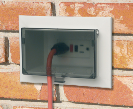 Low Profile Recessed Electrical Box, 7.186 Inch Width, Weatherproof, Clear Cover