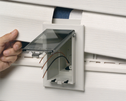 Low Profile Weatherproof Inbox for Vinyl Siding, 1-Gang, 7.012 Inch Width