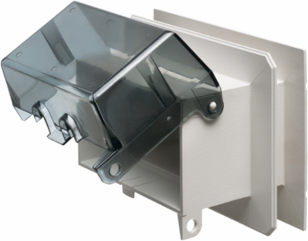 Weatherproof Outlet Box for Vinyl Siding, 1-Gang, UV-Rated Plastic, Clear Cover