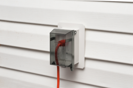Weatherproof Outlet Box for Vinyl Siding, 1-Gang, Clear Cover, UV-Rated Plastic
