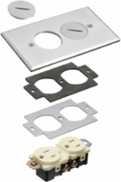 Nickel-Plated Single Gang Metal Cover with 2 Threaded Plugs, 1-Gang, 0.600 lbs