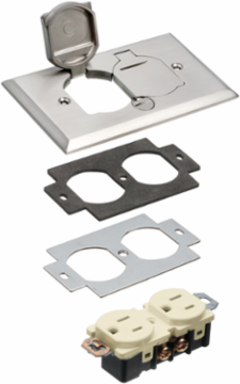 Nickel-Plated Metallic Floor Box Cover 1-Gang 5 Inch x 2.9 Inch