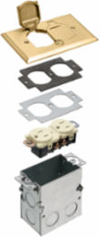 Floor Box Kit 1-Gang with Steel Box & Brass Cover, 2.9 Inch Wide