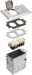 Floor Box Kit 1-Gang Nickel-Plated Steel with Flip Lids, 5 Inch Height