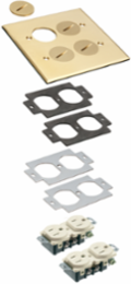 2-Gang Brass Metallic Cover with Threaded Plugs, 4.937 Inch Height