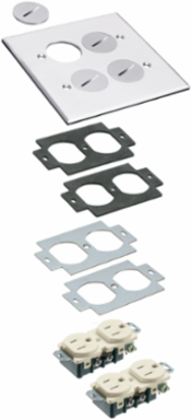 Nickel-Plated 2-Gang Metallic Cover with Threaded Plugs, 4.937 Inch x 4.662 Inch